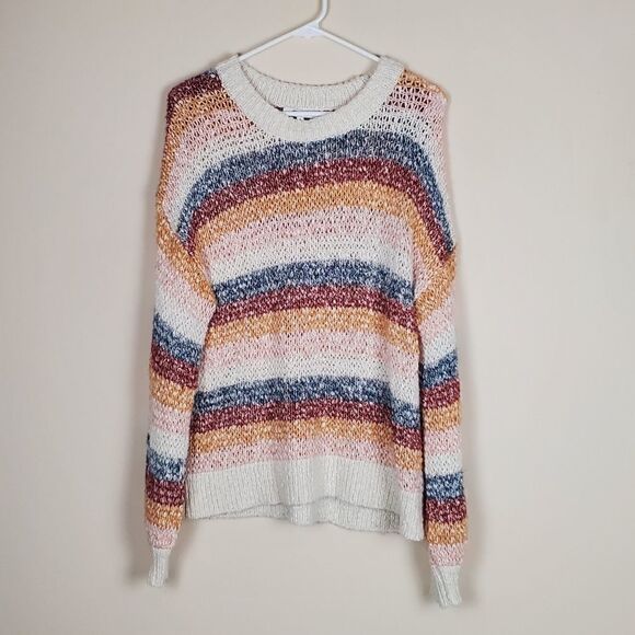 Madewell Baez Multicolor Stripe Pullover Sweater - Picture 1 of 6
